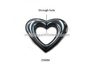 Hematite Hollow Heart 25mm Pendant,Top Drilled